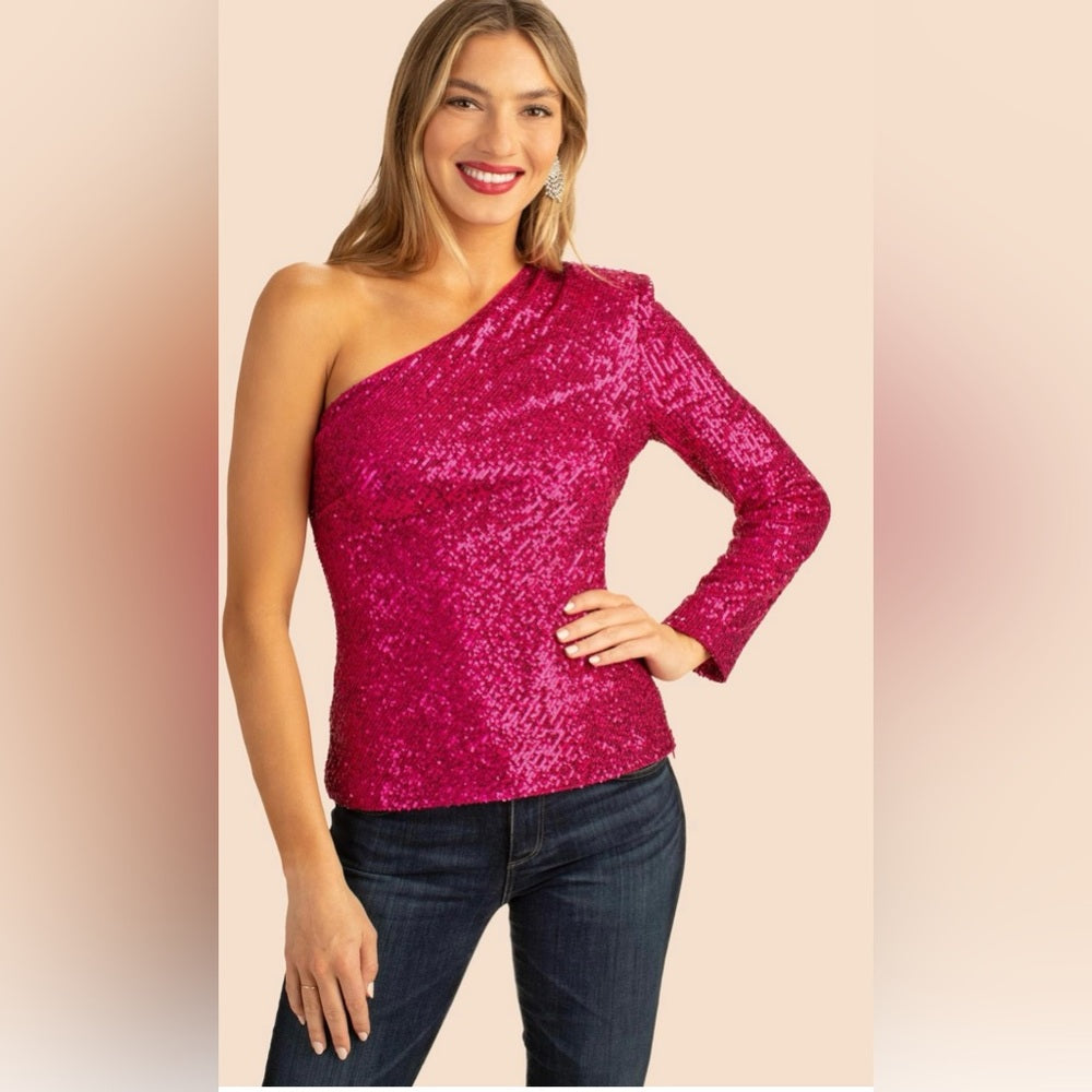 Trina Turk Over the Moon Sequin Top sz L (10-12)