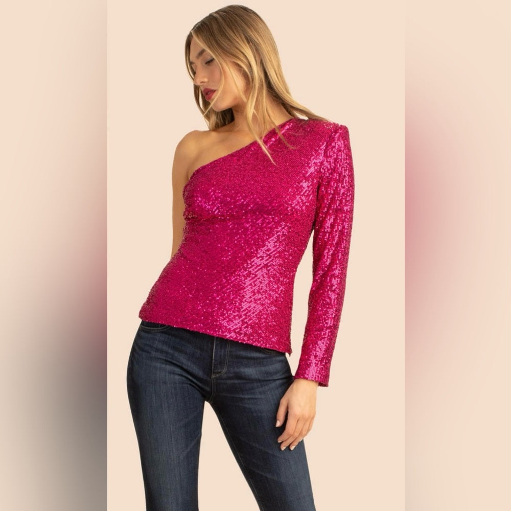 Trina Turk Over the Moon Sequin Top sz L (10-12)