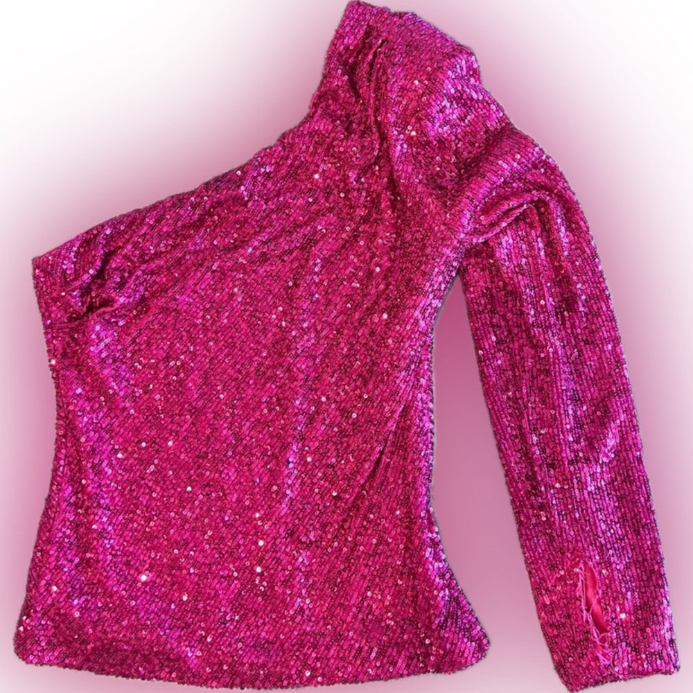 Trina Turk Over the Moon Sequin Top sz L (10-12)