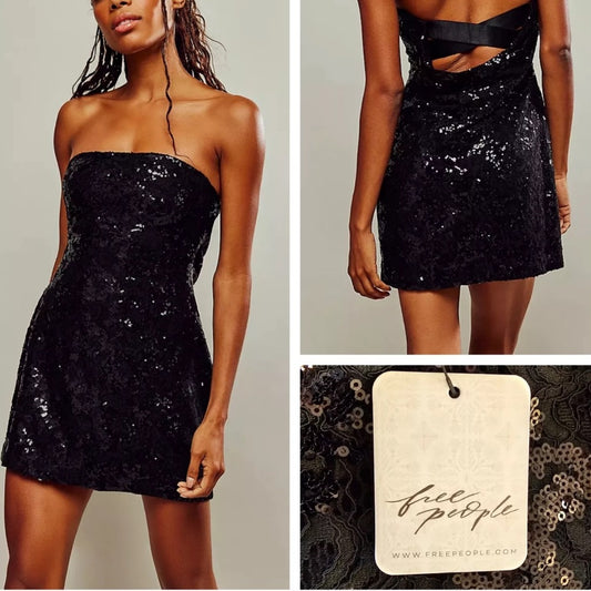 Free People Night Gaze Mini L Black Sequin