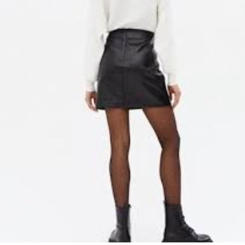 J. Crew Faux Leather A-Line Mini-Skirt Sz 10