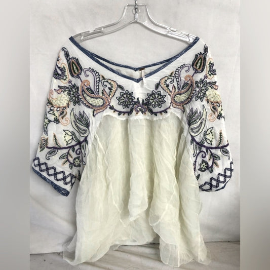 Women's Off White Free Peoples Embroidered Lace Blouse Size M