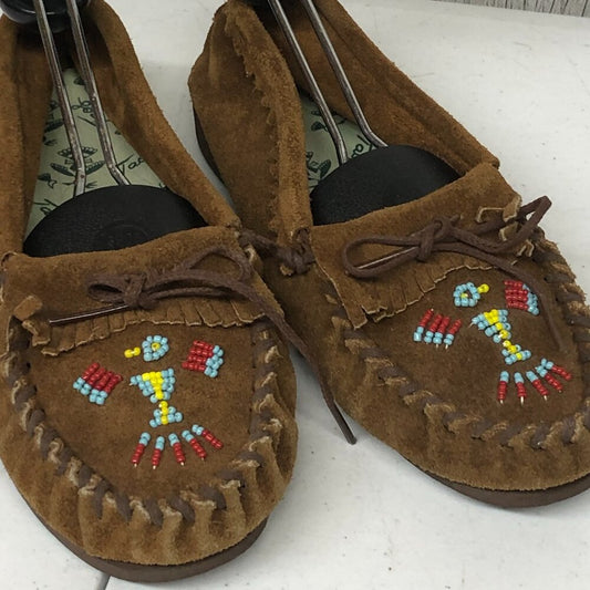 Taos Phoenix Moccasins Brown Suede  and Beaded