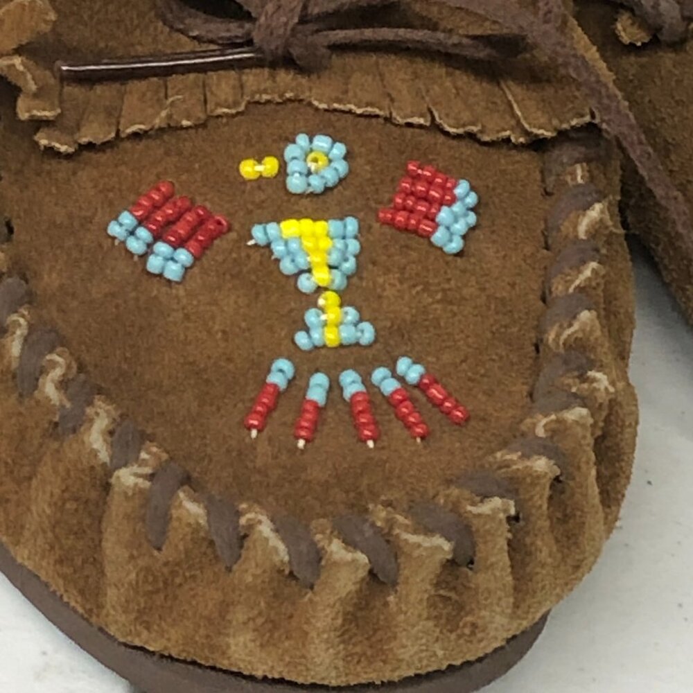 Taos Phoenix Moccasins Brown Suede  and Beaded