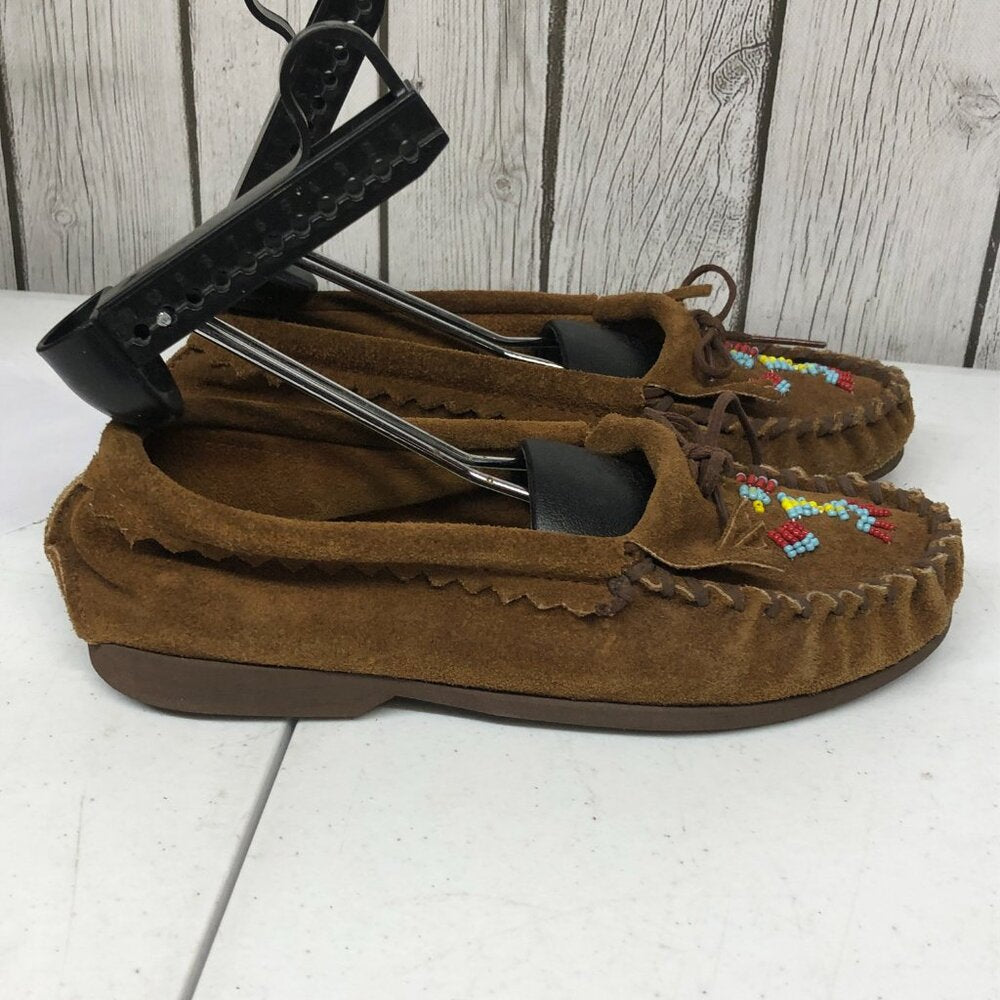 Taos Phoenix Moccasins Brown Suede  and Beaded