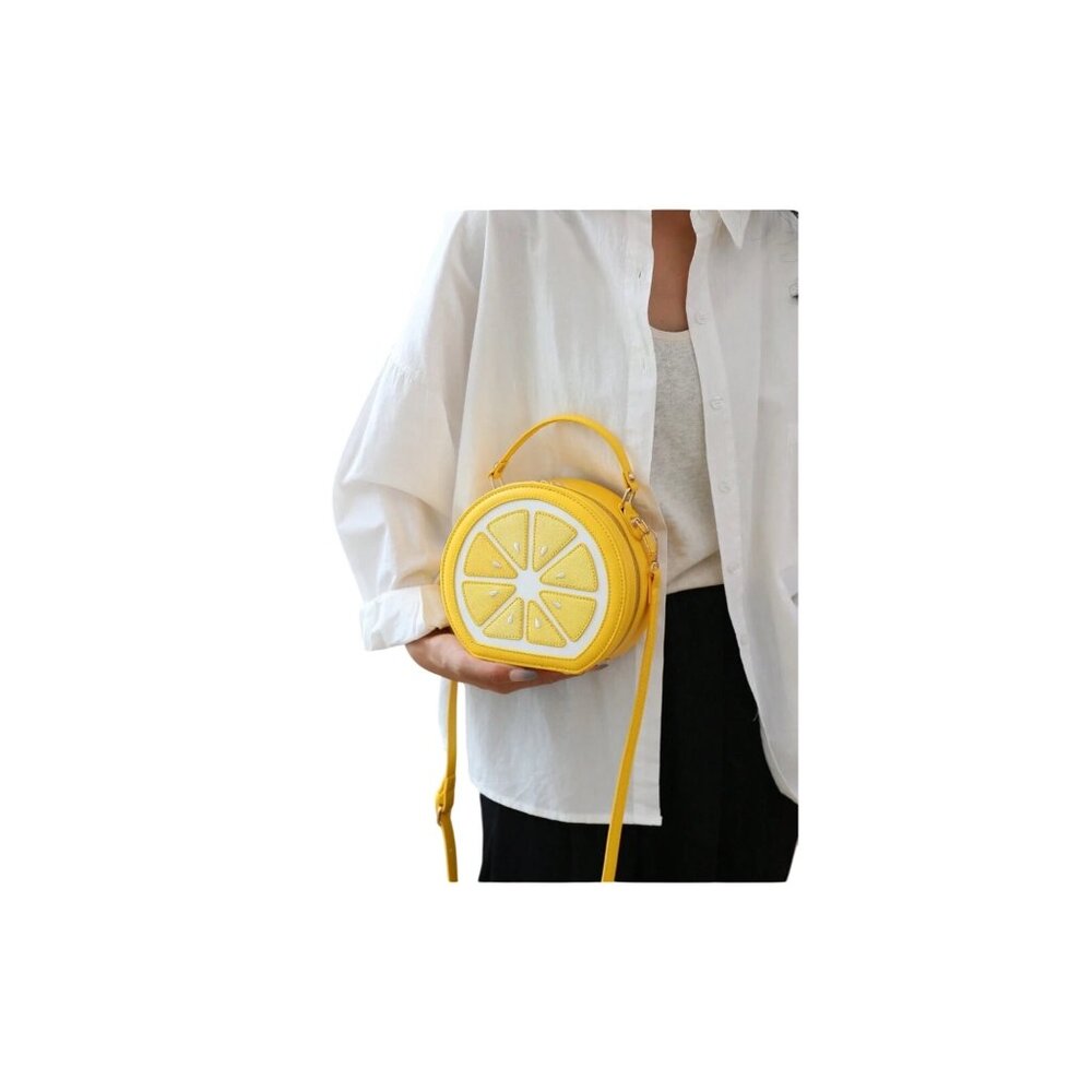 Lolita Yellow Lemon Fruit Shaped Crossbody Bag With Sequin Patchwork