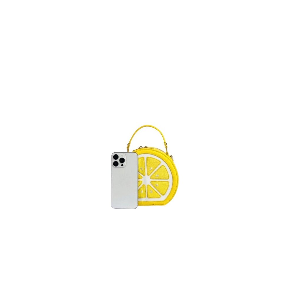 Lolita Yellow Lemon Fruit Shaped Crossbody Bag With Sequin Patchwork