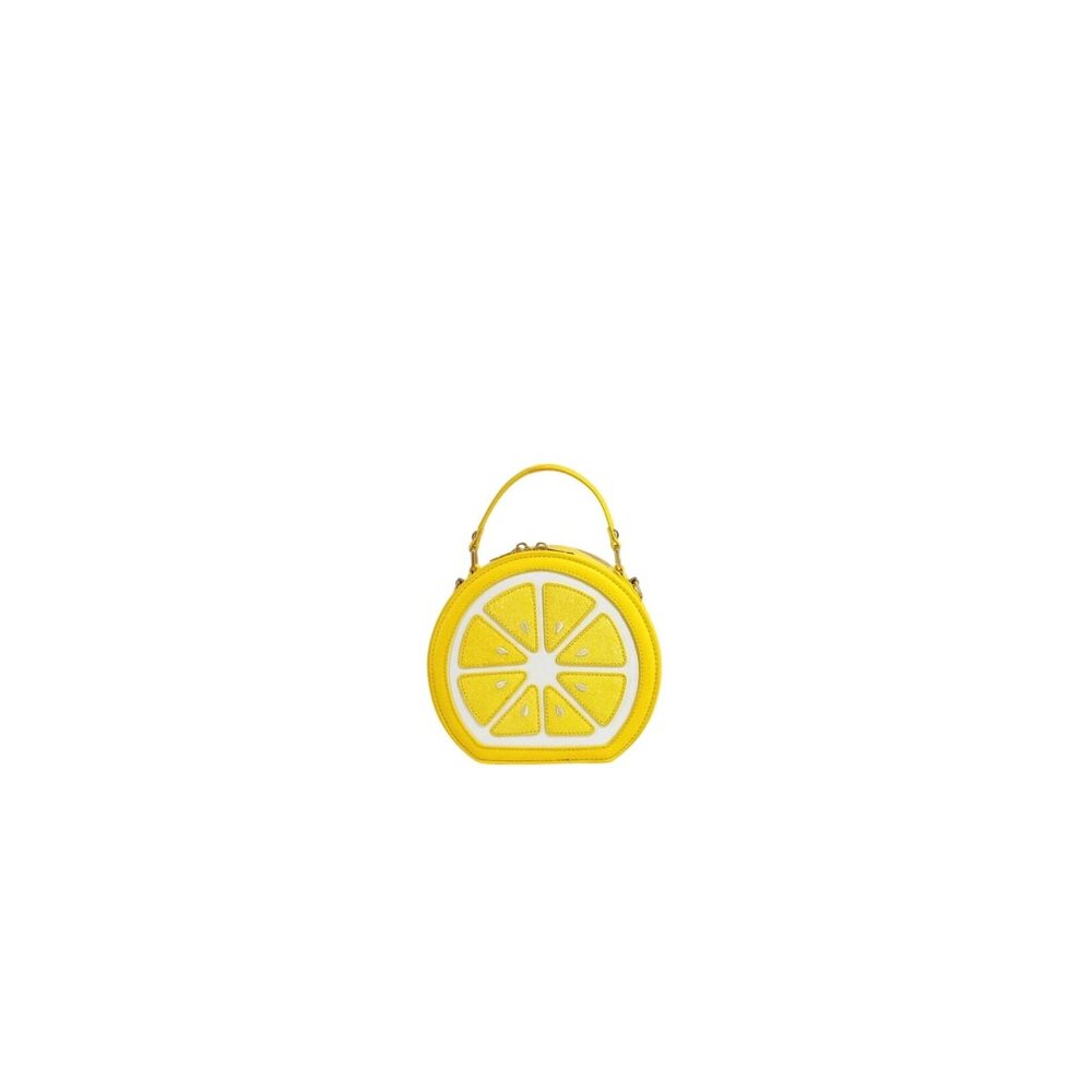 Lolita Yellow Lemon Fruit Shaped Crossbody Bag With Sequin Patchwork