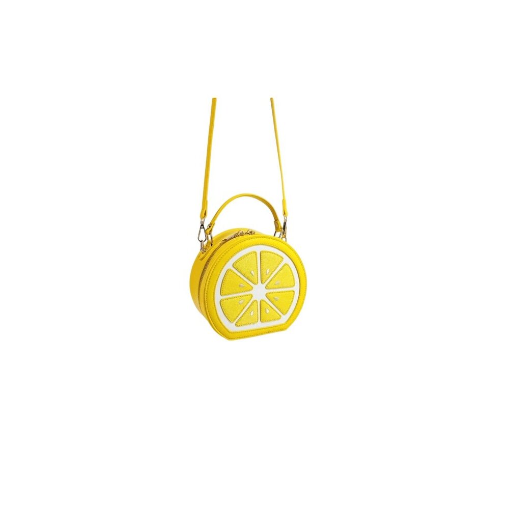 Lolita Yellow Lemon Fruit Shaped Crossbody Bag With Sequin Patchwork