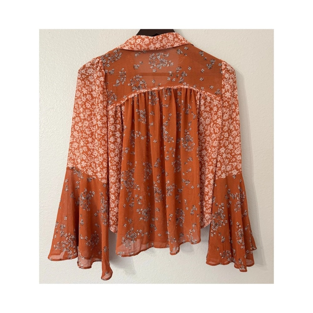 Free People Floral Orange Women's Top