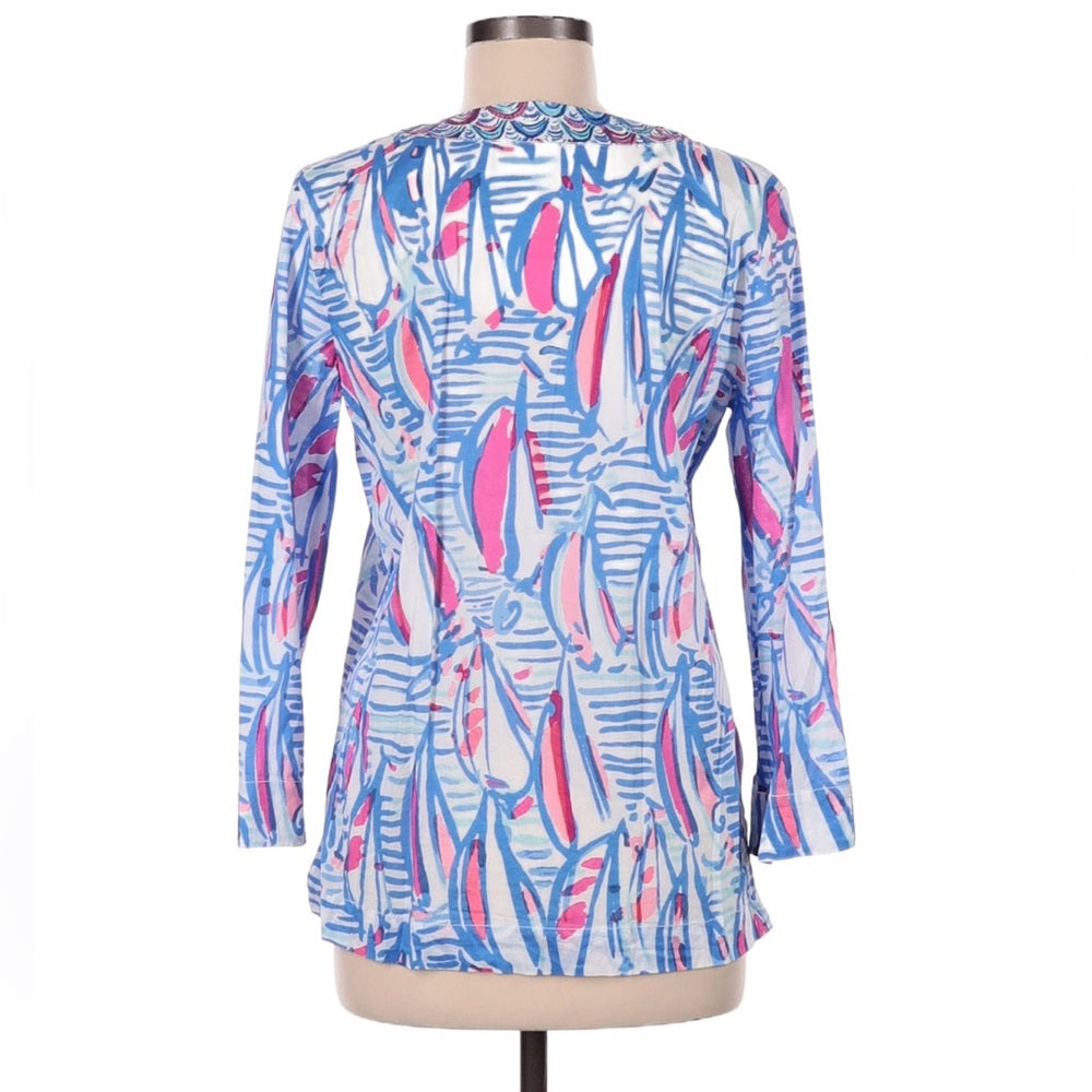 Lilly Pulitzer Vibrant Blue and Pink Patterned Top