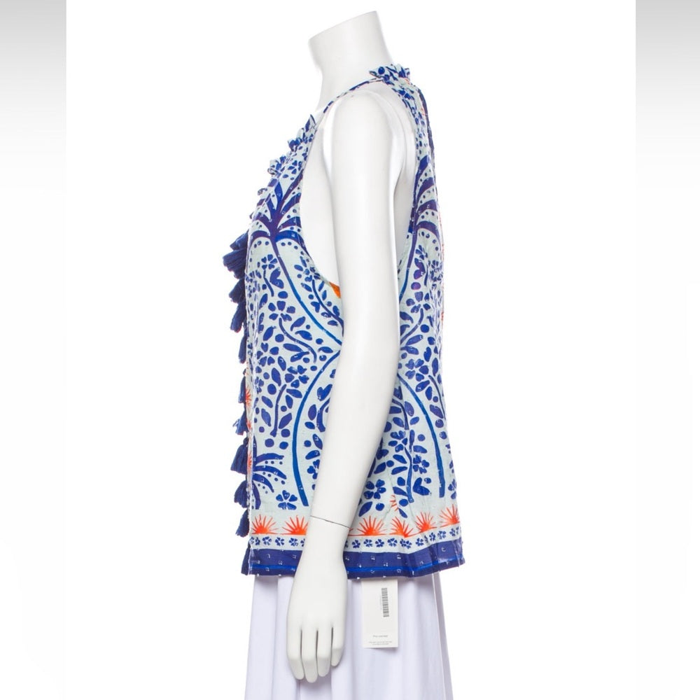 Blue and Orange Patterned Halter Top