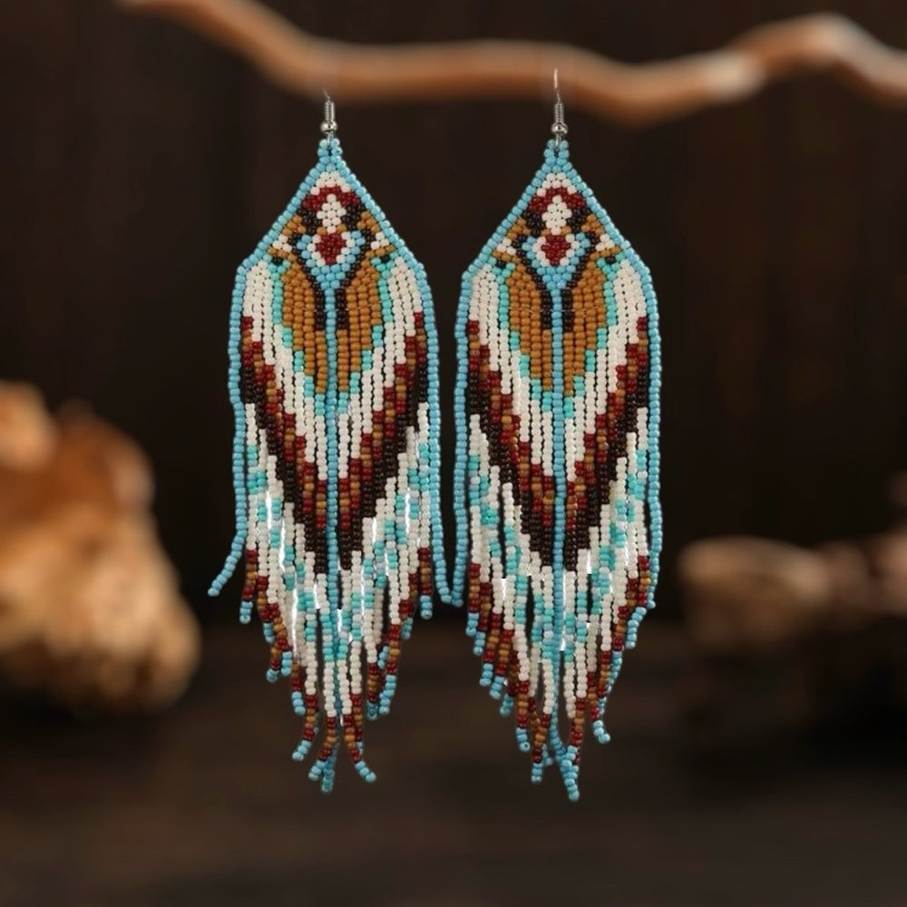 Handcrafted Beaded Fringe Earrings