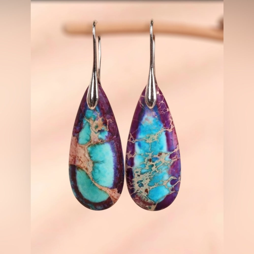Elegant Purple and Turquoise Drop Earrings