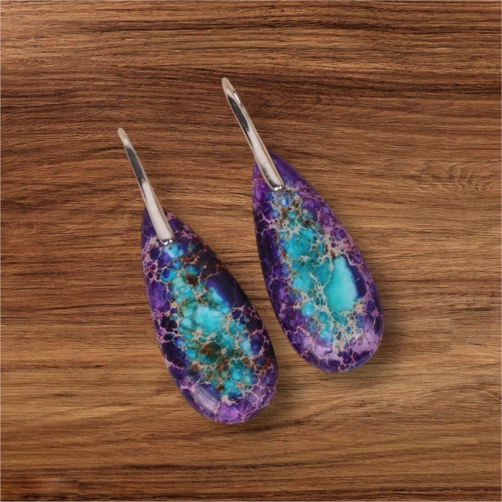 Elegant Purple and Turquoise Drop Earrings