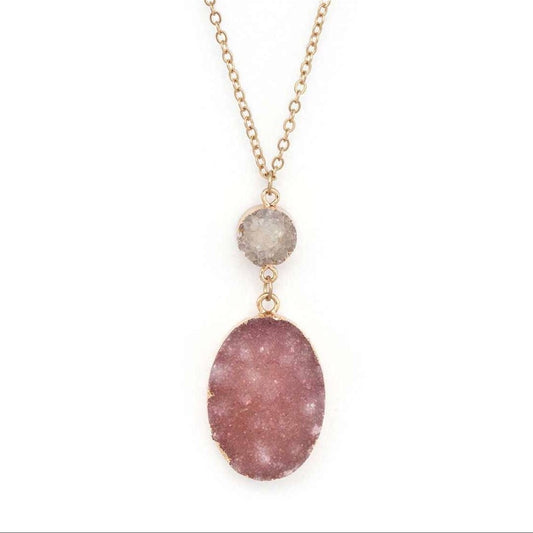Druzy Genuine Stone Long Pendant