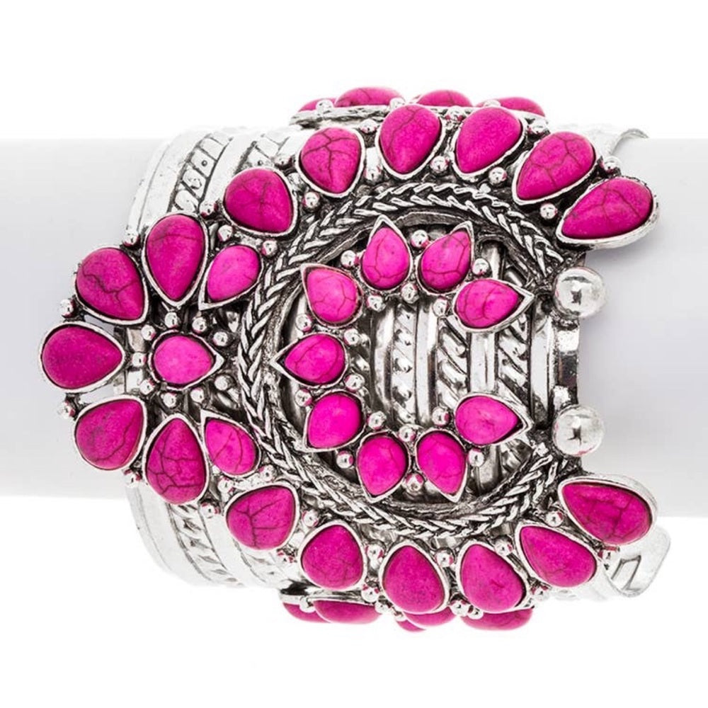 Squash Blossom Oversize Stone Open Cuff