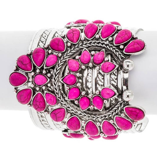 Squash Blossom Oversize Stone Open Cuff