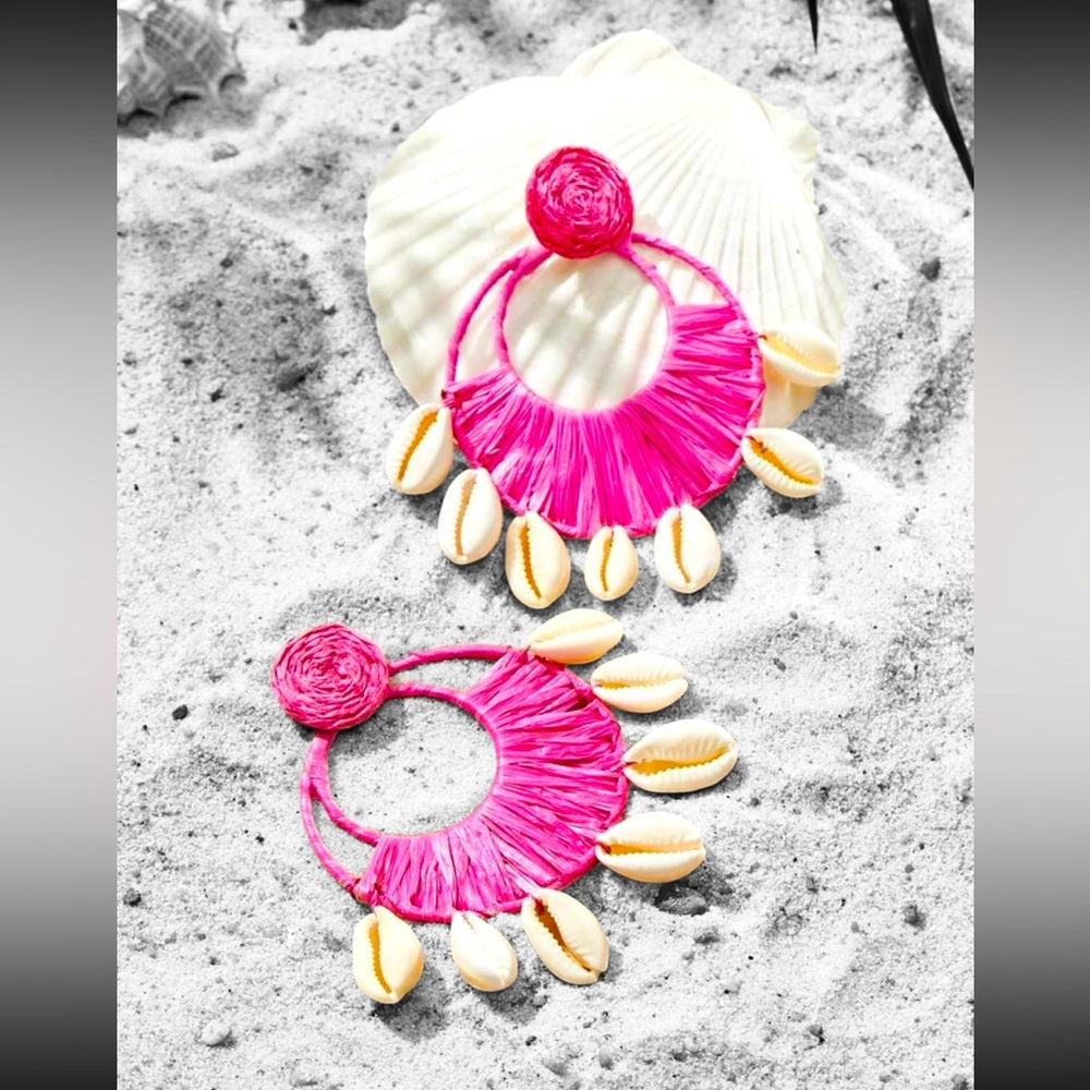 Pink Shell Hoop Earrings