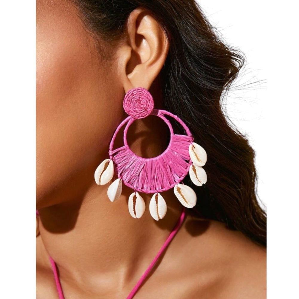 Pink Shell Hoop Earrings