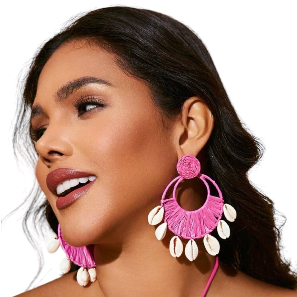 Pink Shell Hoop Earrings