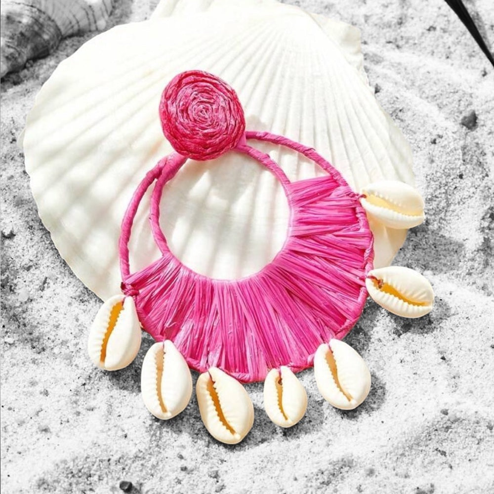 Pink Shell Hoop Earrings