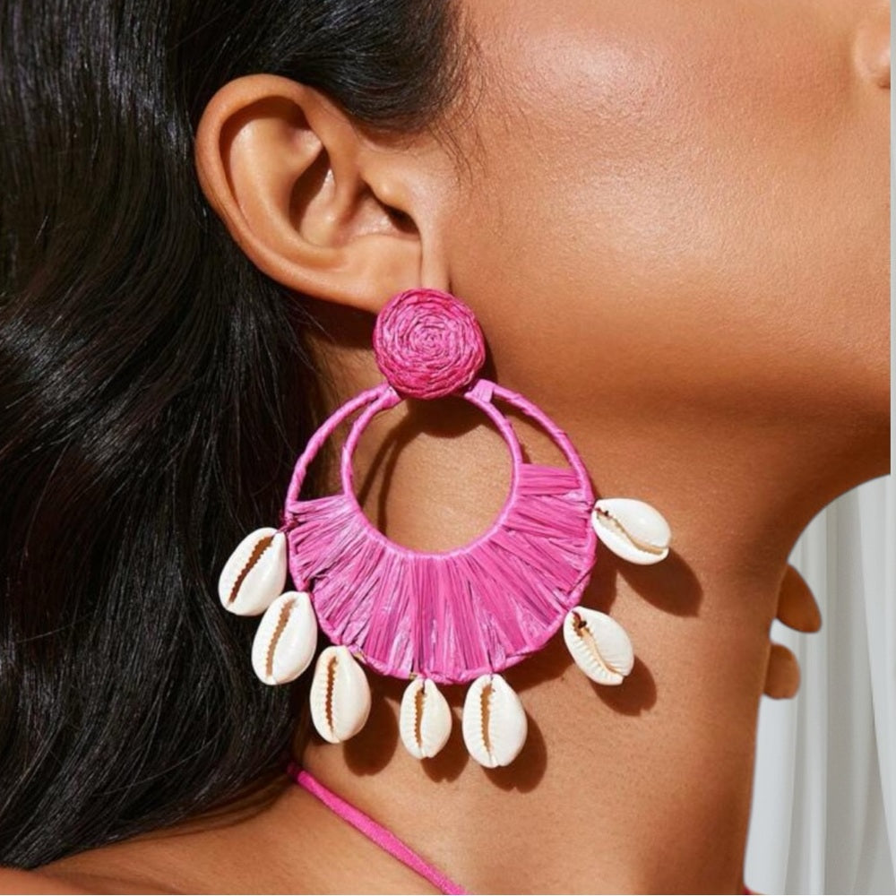 Pink Shell Hoop Earrings
