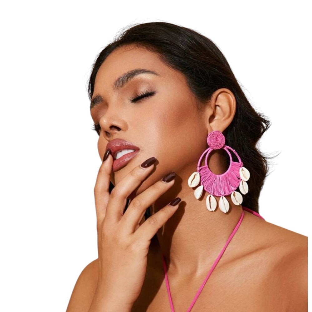 Pink Shell Hoop Earrings