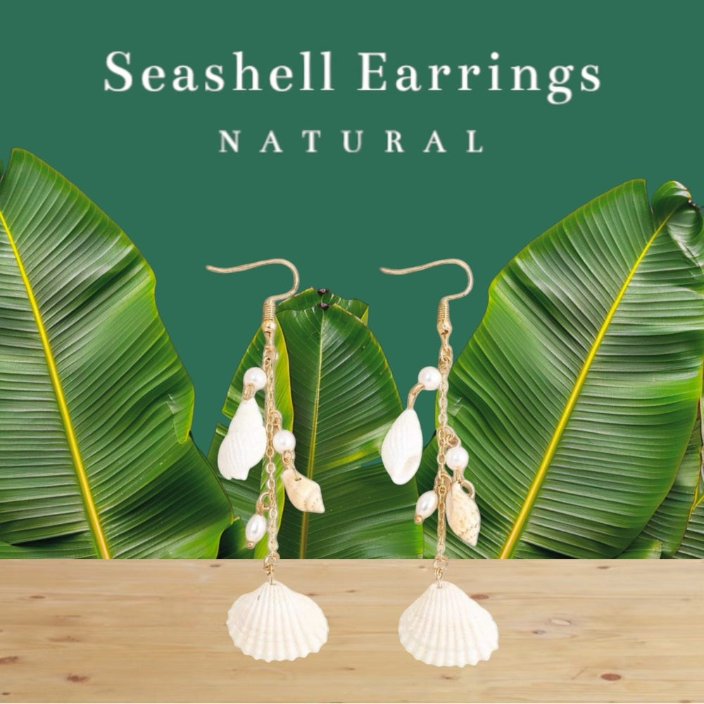 Natural Seashell Earrings with Pearls