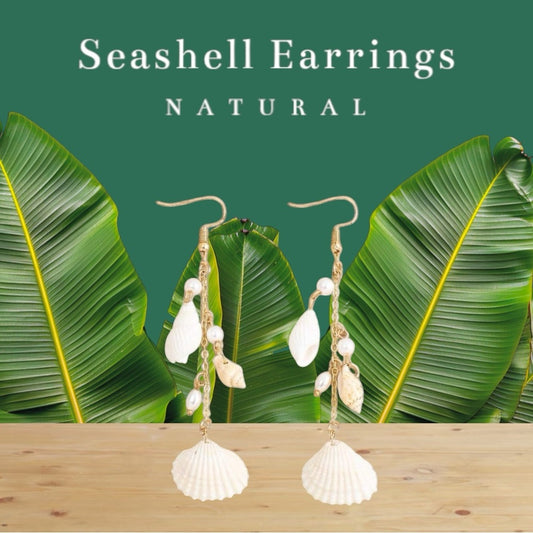 Natural Seashell Earrings with Pearls