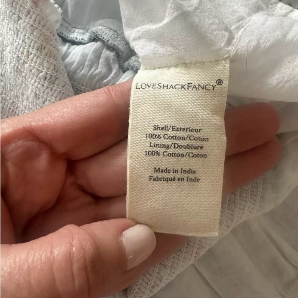 LoveShackFancy Blue and Cream Bubble Mini Skirt