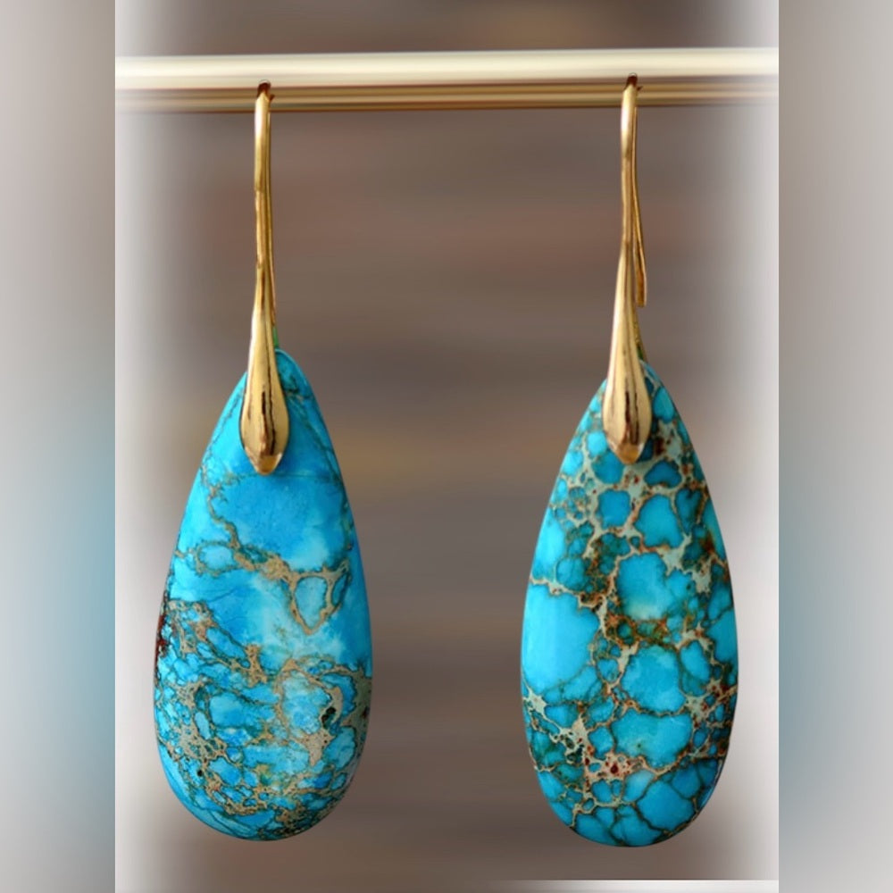 Elegant Turquoise and Gold Drop Earrings