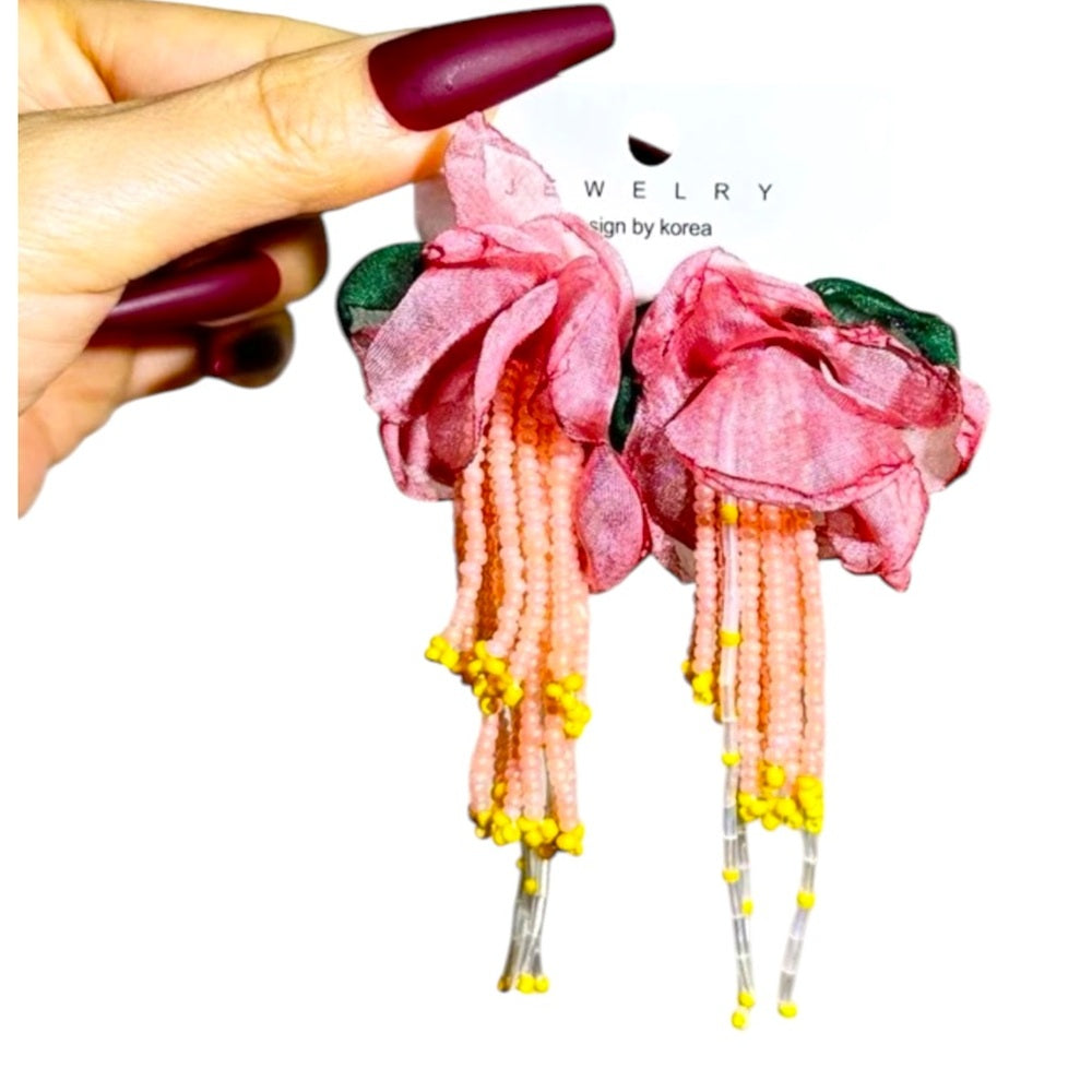 Boho Floral Beaded Earrings