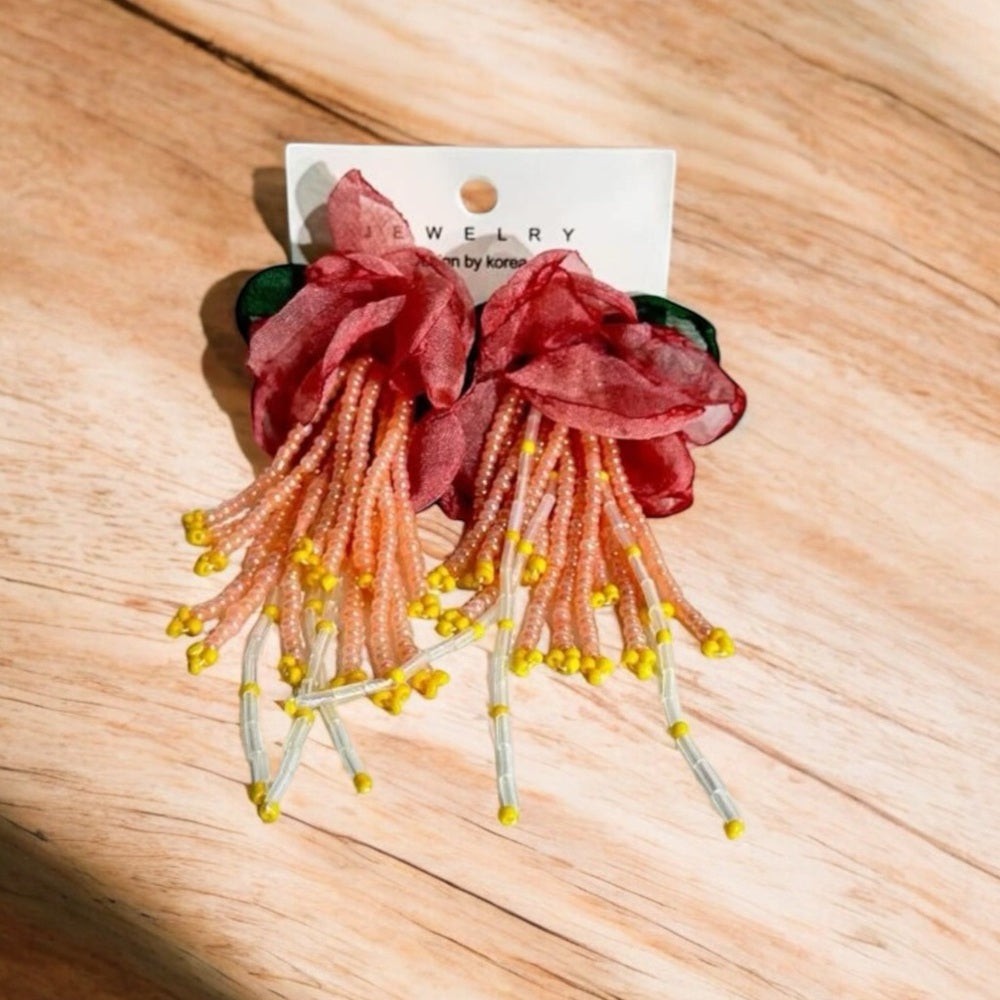 Boho Floral Beaded Earrings