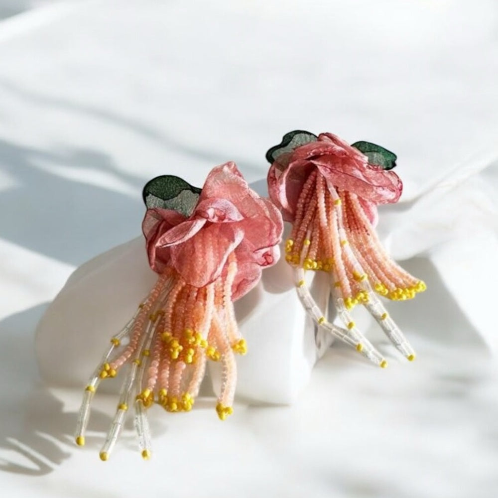 Boho Floral Beaded Earrings