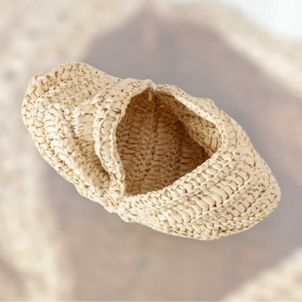 Beige Conch Crochet Crossbody Bag with Brown Strap