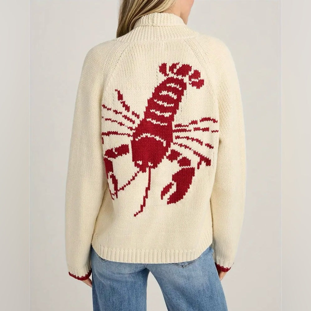 Lobster Design Cream Sweater