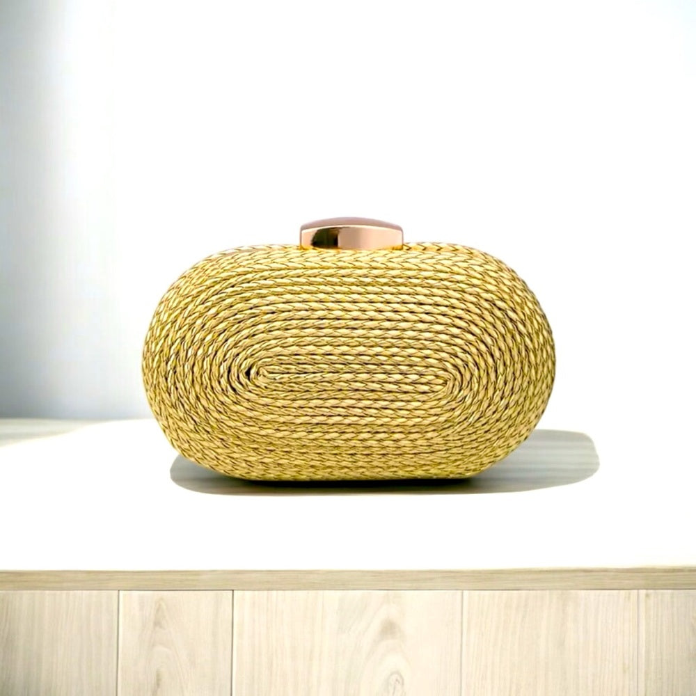 Elegant Gold Woven Clutch