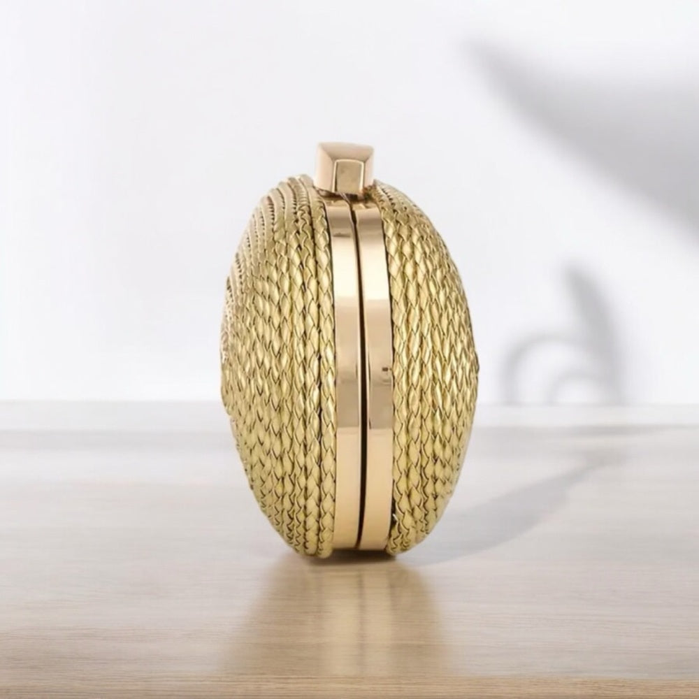 Elegant Gold Woven Clutch