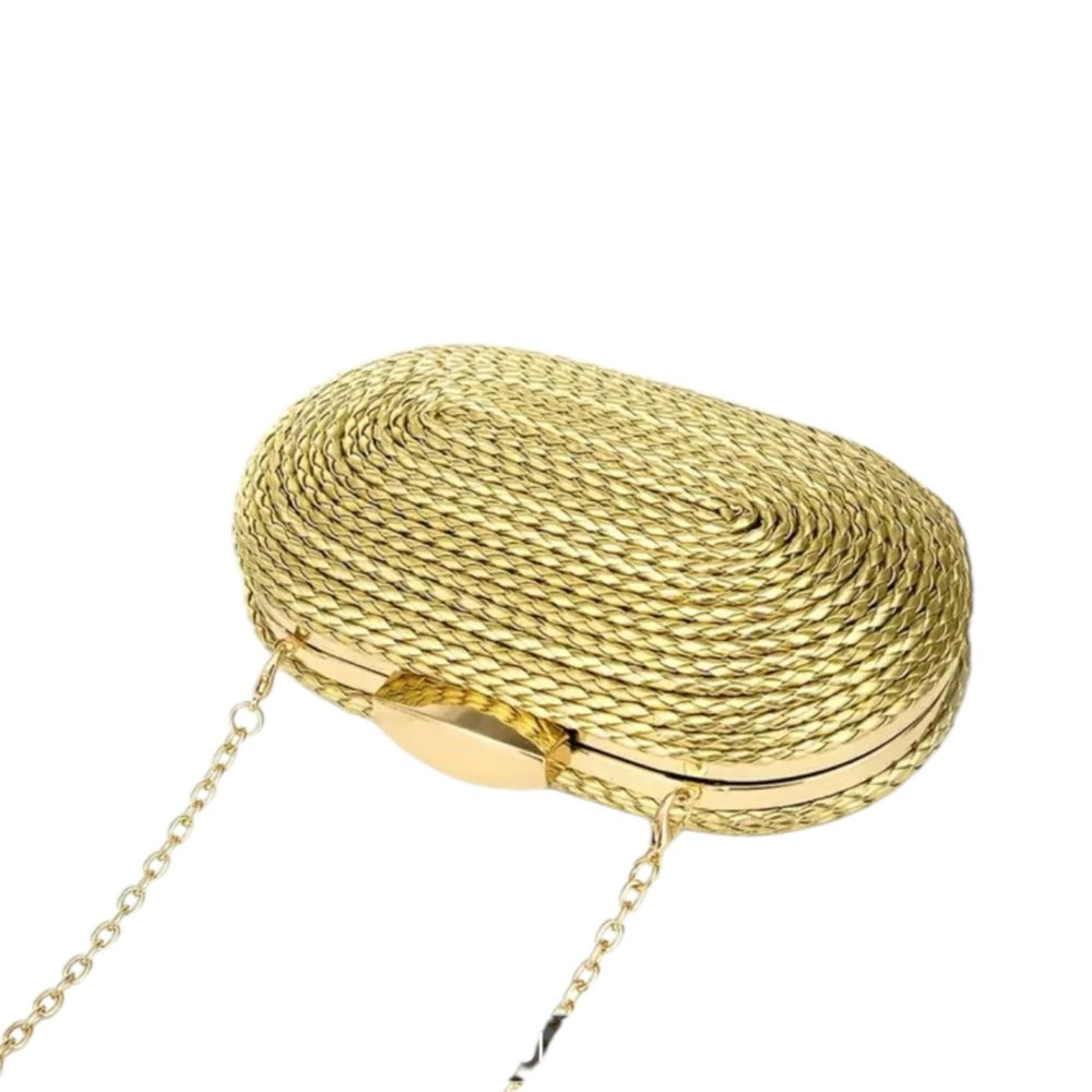 Elegant Gold Woven Clutch