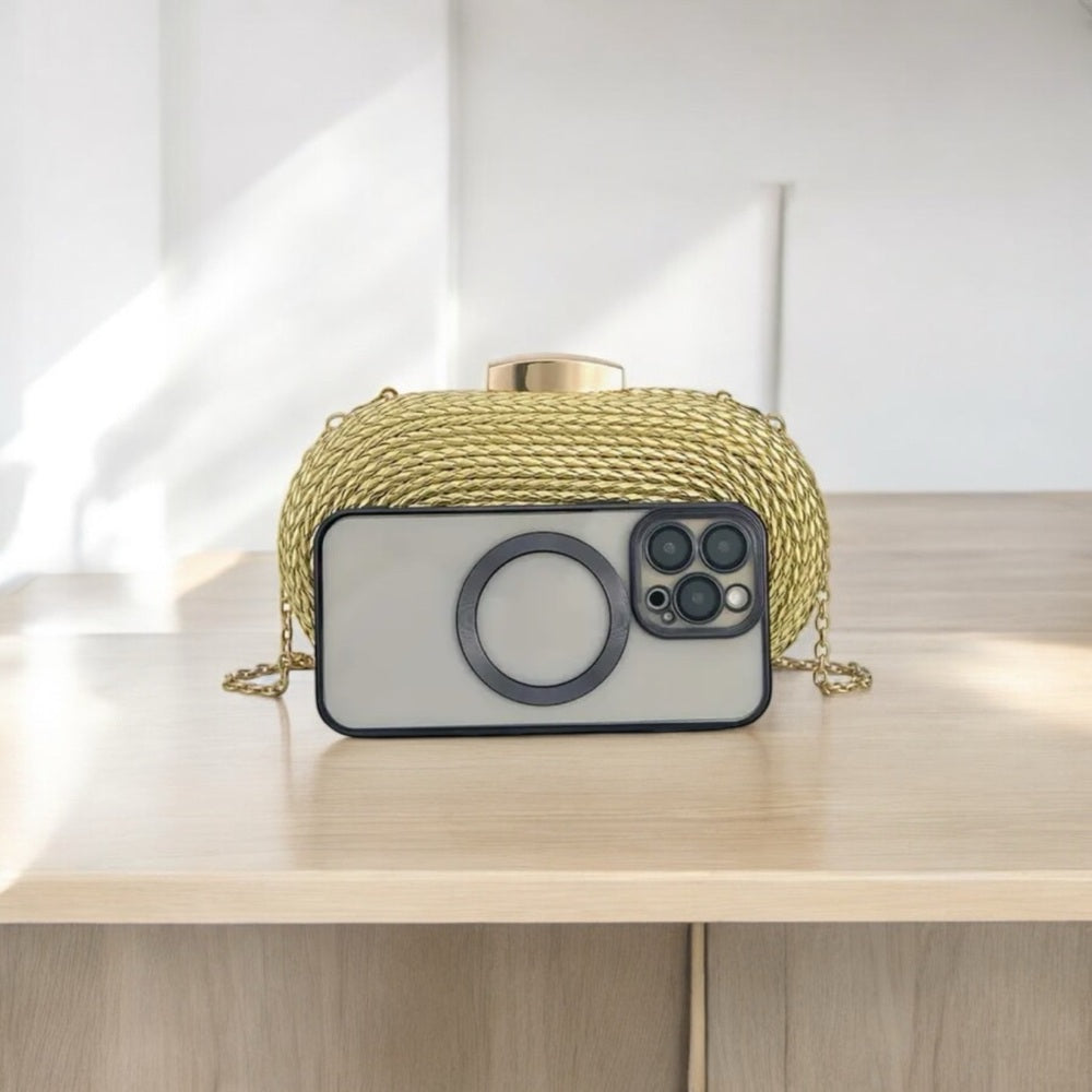 Elegant Gold Woven Clutch