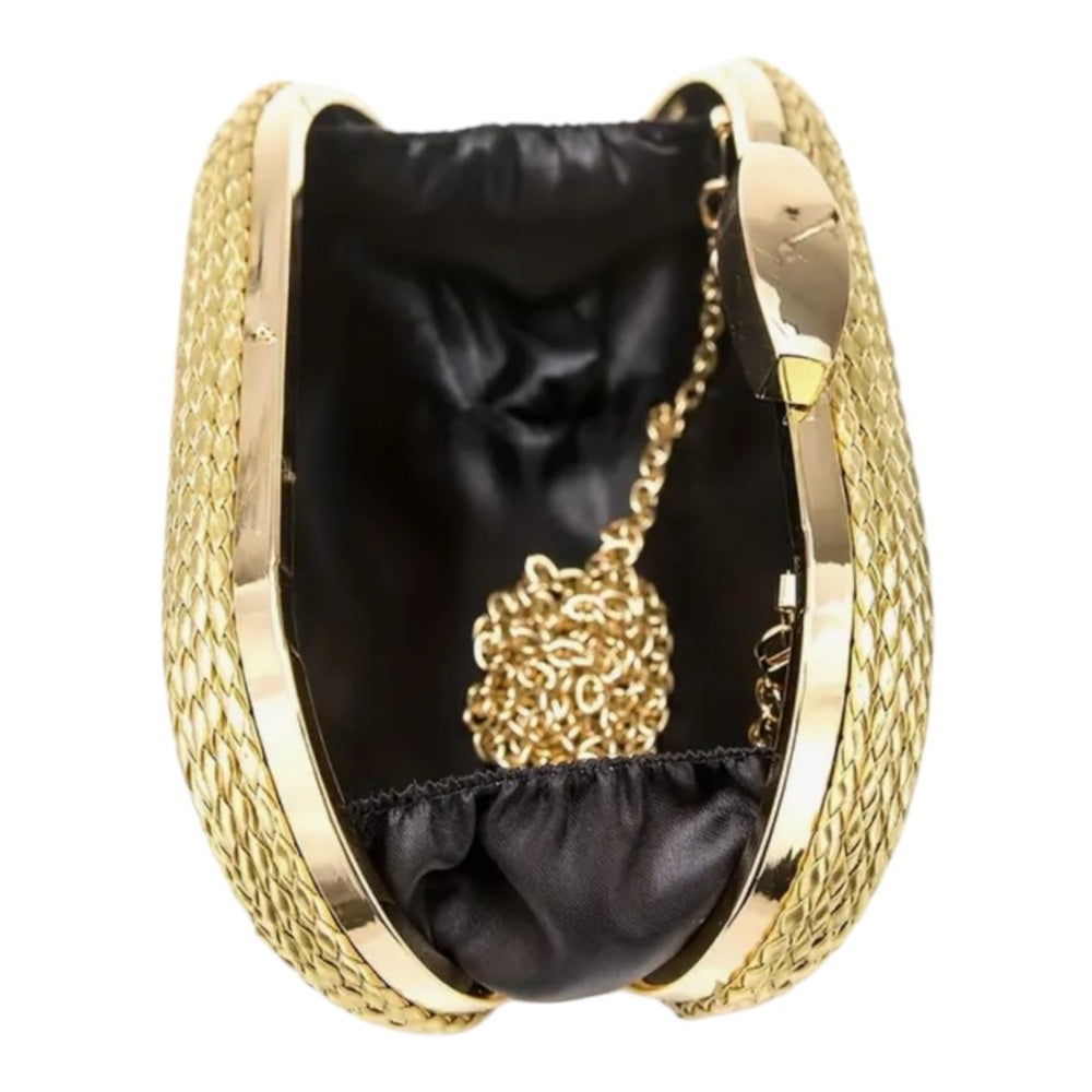 Elegant Gold Woven Clutch