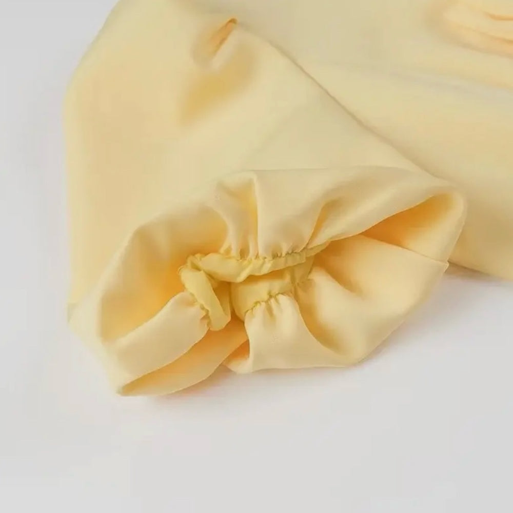 Elegant Yellow Puff Sleeve Dress