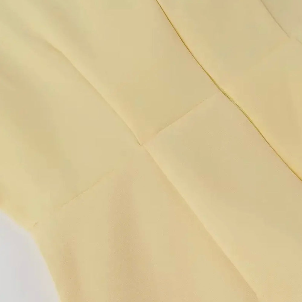 Elegant Yellow Puff Sleeve Dress