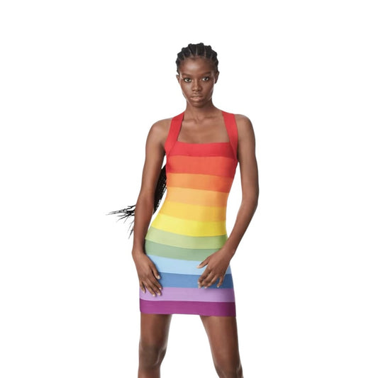 Multicolor Striped Bodycon Dress
