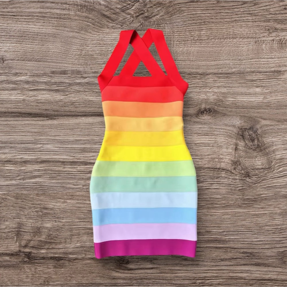 Multicolor Striped Bodycon Dress