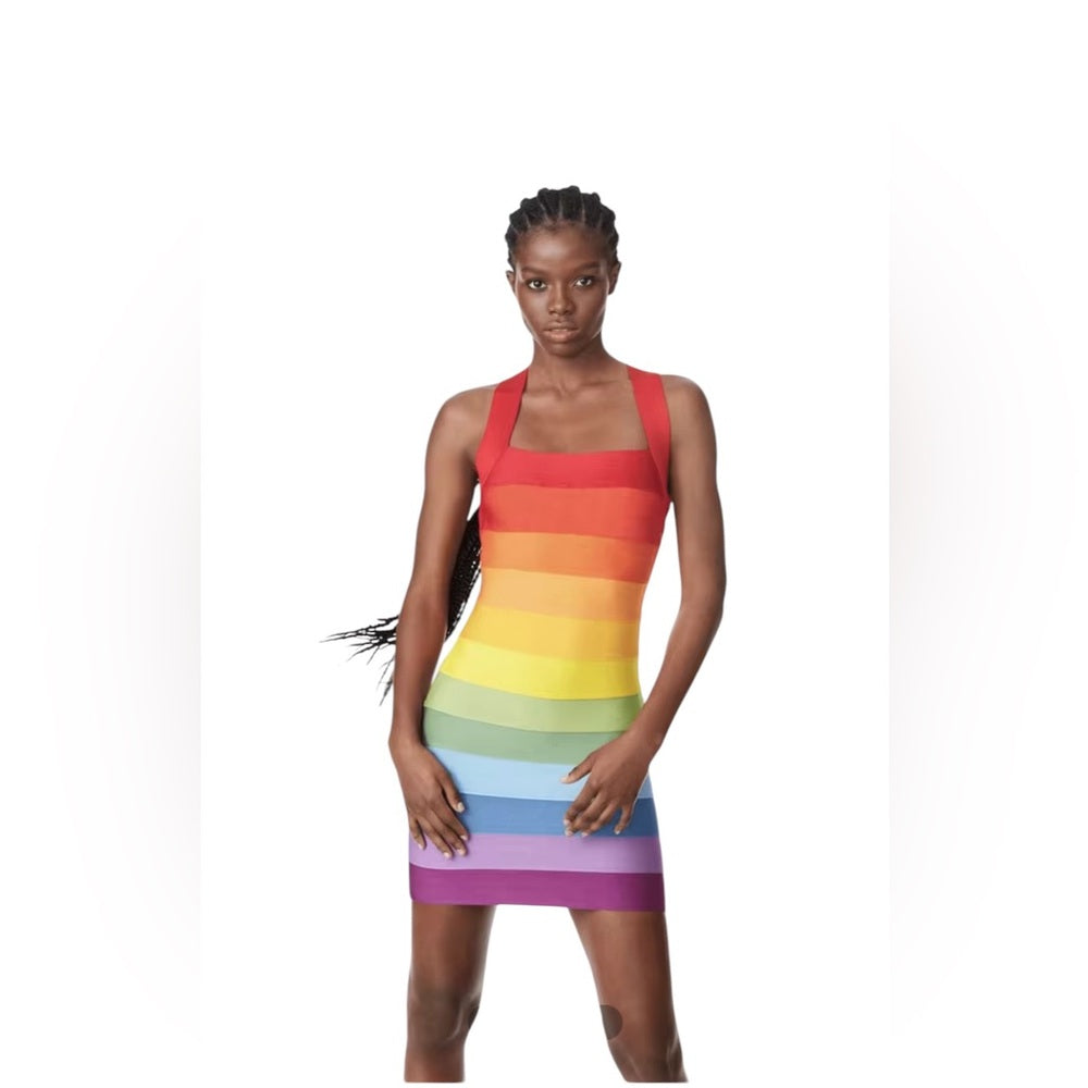 Multicolor Striped Bodycon Dress