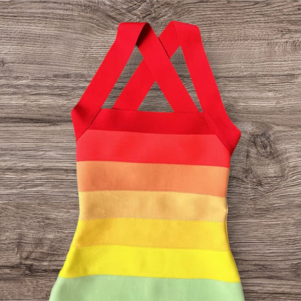Multicolor Striped Bodycon Dress