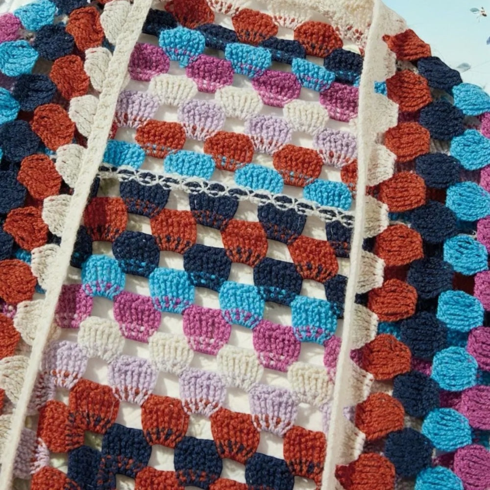 Multicolor Crochet Long Cardigan Sweater