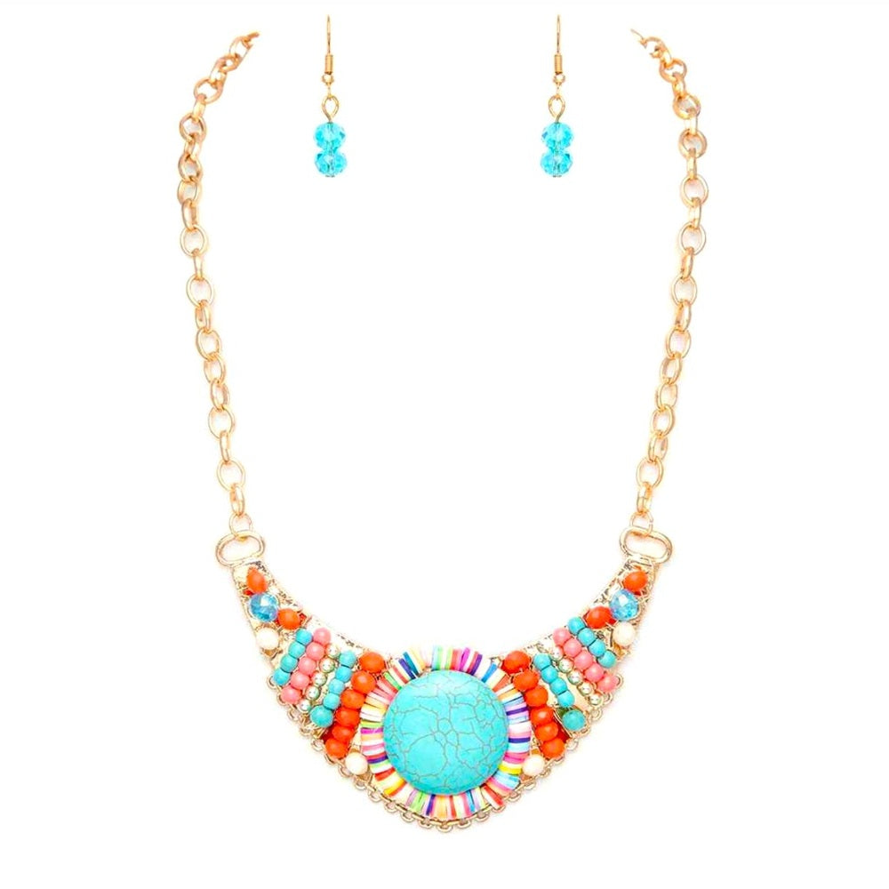 Colorful Beaded Necklace and Earring Set